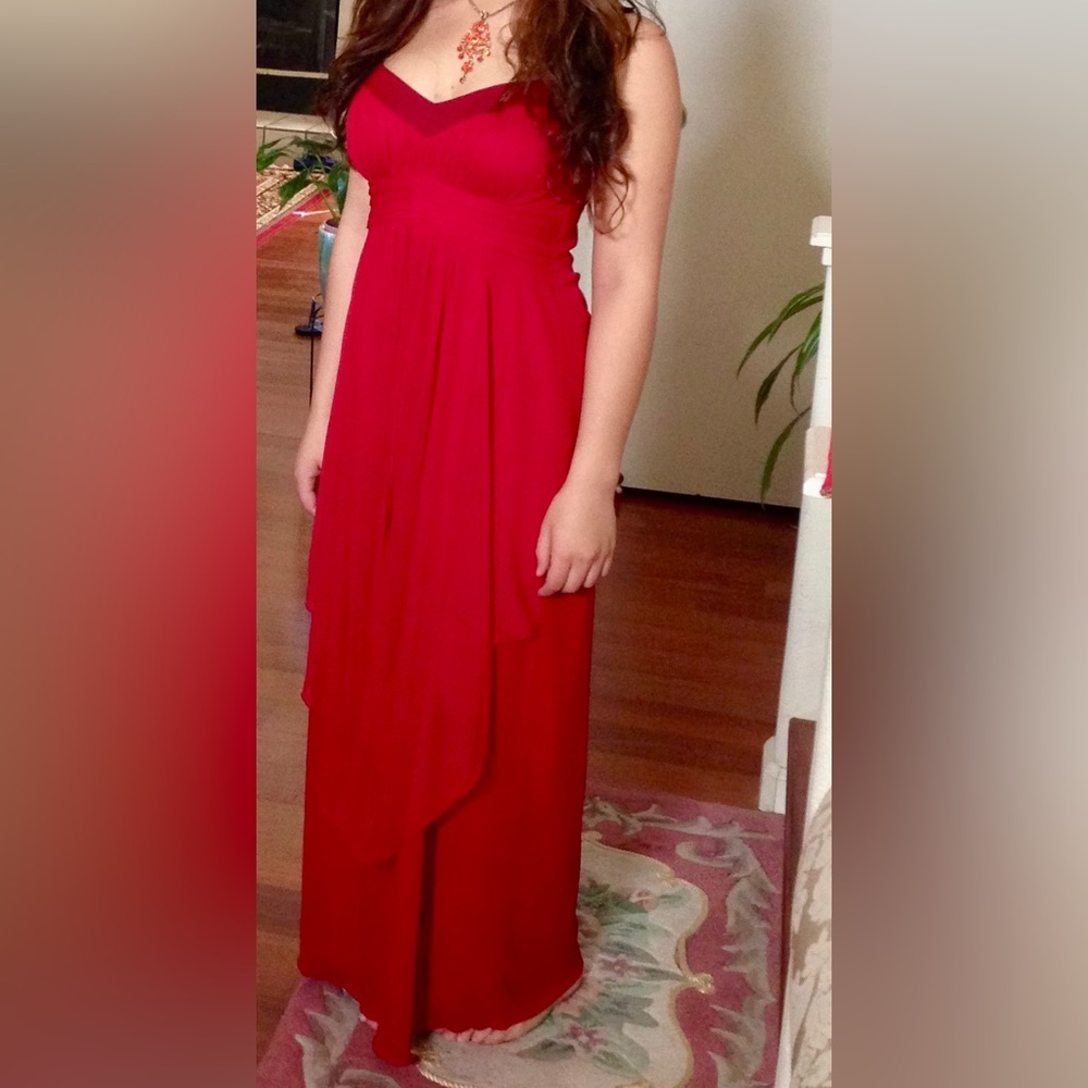 Long sleeve red gown in size 4